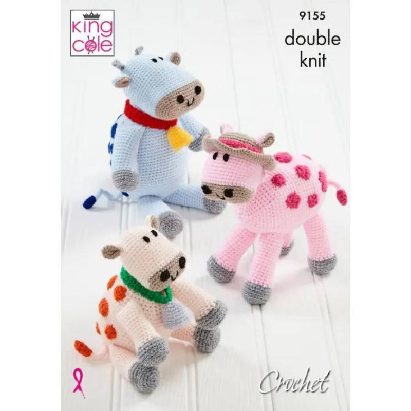 King Cole Amigurumi Crocheted Cows Crocheted in Big Value DK